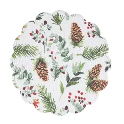 Round Pinecone and Plaid Placemats, Set of 6