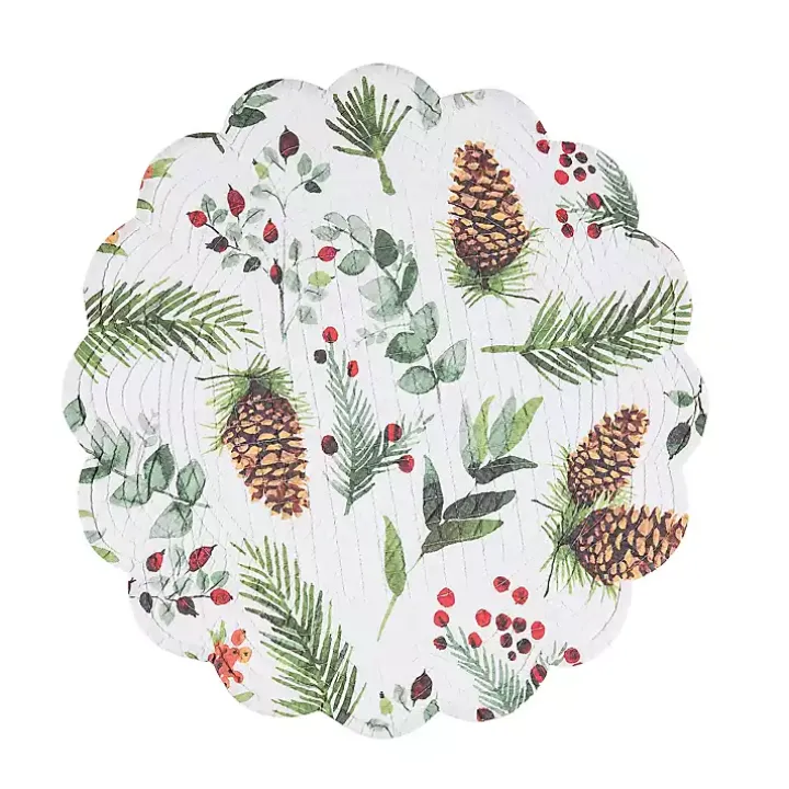 Round Pinecone and Plaid Placemats, Set of 6
