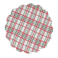 Round Pinecone and Plaid Placemats, Set of 6