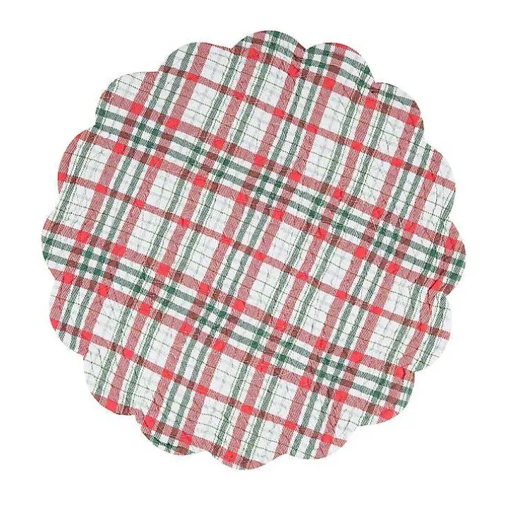 Round Pinecone and Plaid Placemats, Set of 6
