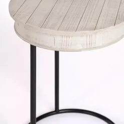 Round Savannah Wood and Metal C-Table