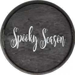 Round Spooky Season Black Wood Tray