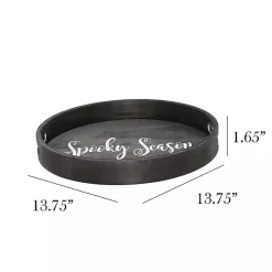 Round Spooky Season Black Wood Tray