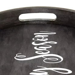 Round Spooky Season Black Wood Tray