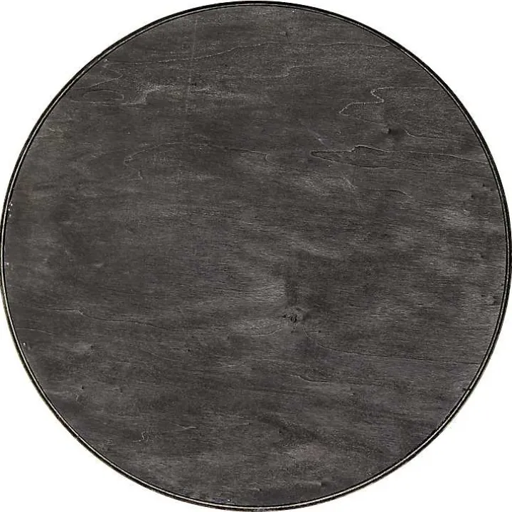 Round Spooky Season Black Wood Tray