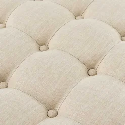 Round Tan Cepheus Tufted Ottoman