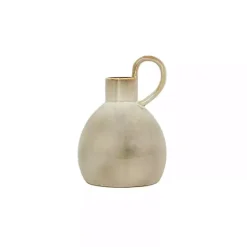 Round Tan Oversized Handle Jug Vase