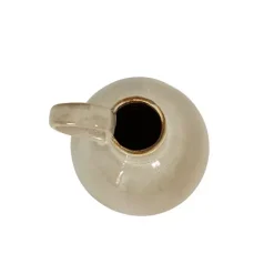 Round Tan Oversized Handle Jug Vase