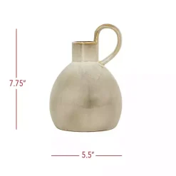 Round Tan Oversized Handle Jug Vase