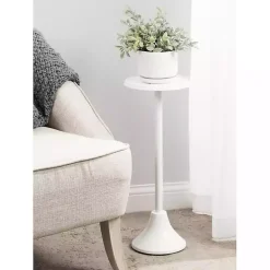 Round White Metal Layla Accent Table