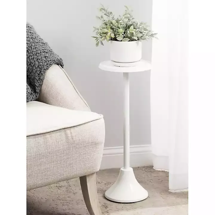 Round White Metal Layla Accent Table