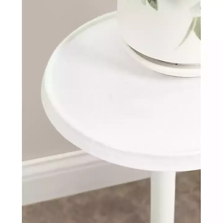 Round White Metal Layla Accent Table