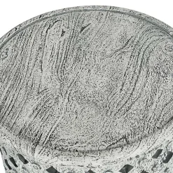 Round White Wood Lattice Accent Table