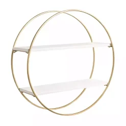 Round White Wood Sequoia Wall Shelf