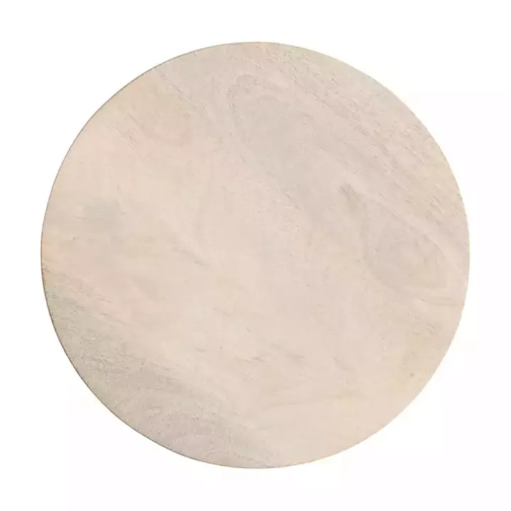 Round Whitewashed Wood Dani Accent Table