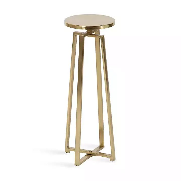 Round Zia Gold Metal Accent Table
