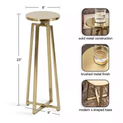 Round Zia Gold Metal Accent Table