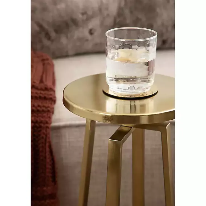 Round Zia Gold Metal Accent Table