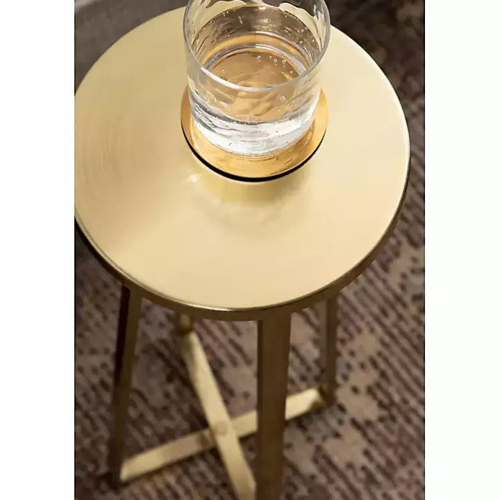Round Zia Gold Metal Accent Table