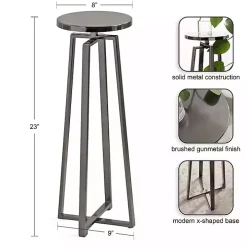 Round Zia Pewter Metal Accent Table