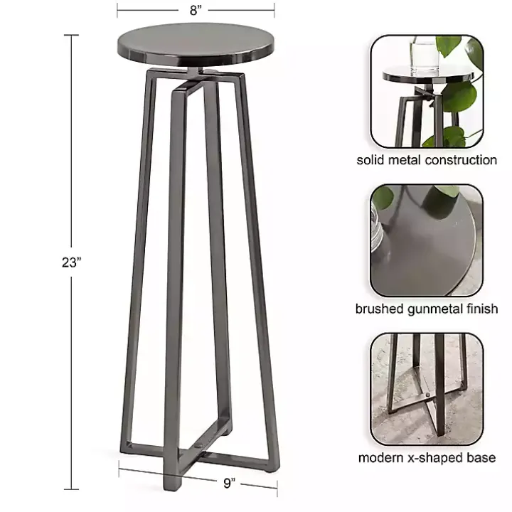 Round Zia Pewter Metal Accent Table