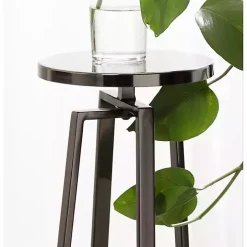 Round Zia Pewter Metal Accent Table