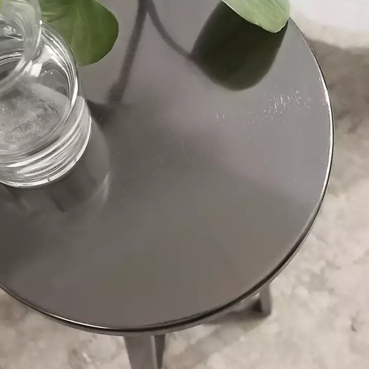 Round Zia Pewter Metal Accent Table