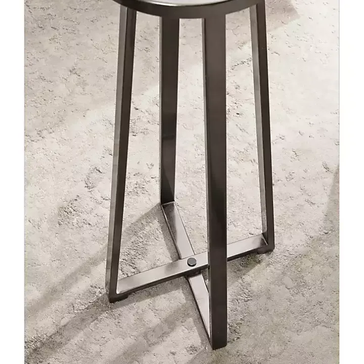 Round Zia Pewter Metal Accent Table