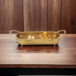 Rounded Rectangle Gold Cast Iron Dish