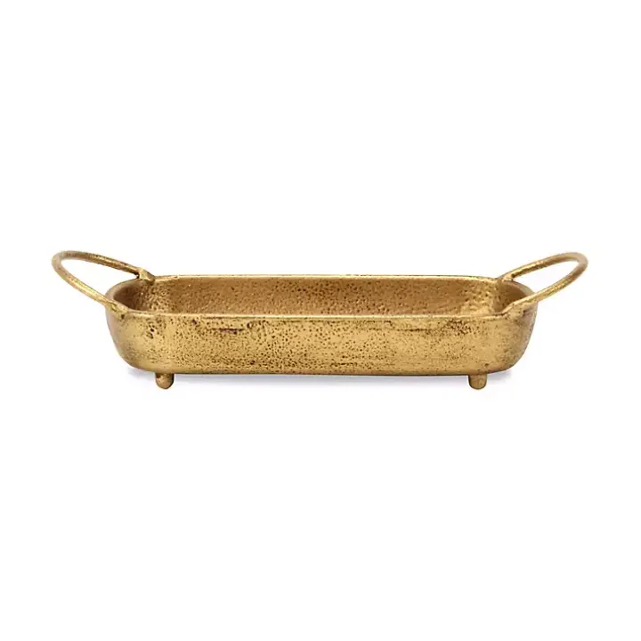 Rounded Rectangle Gold Cast Iron Dish