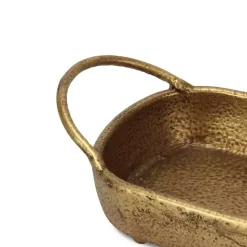 Rounded Rectangle Gold Cast Iron Dish