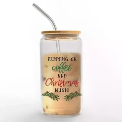 Running on Coffee & Christmas Music Glass Tumbler