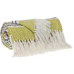 Rust and Neon Herringbone Multi Striped Throw