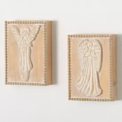 Rustic Angels Framed Wall Plaques, Set of 2