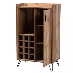 Rustic Brown Hairpin Wine Cabinet