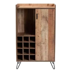 Rustic Brown Hairpin Wine Cabinet