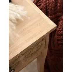 Rustic Brown Ornate Carved Wood Accent Table