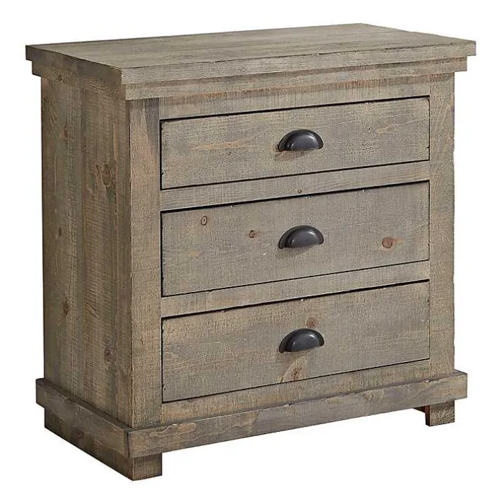 Rustic 3-Drawer Wood Nightstand