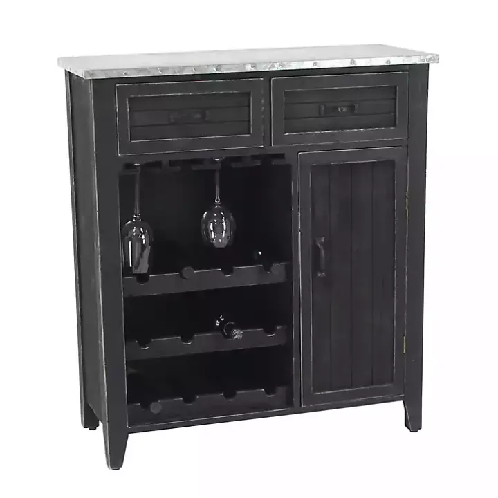 Rustic Galvanized Top Wine Cabinet