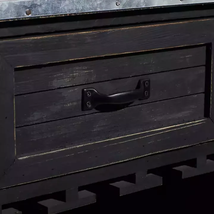 Rustic Galvanized Top Wine Cabinet