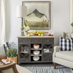 Rustic Gray Balustrade Buffet Lamp