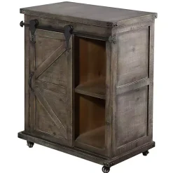 Rustic Gray Fir Wood Rolling Barn Door Cabinet