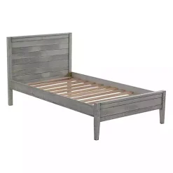 Rustic Gray Pine Panel Twin Bed Frame