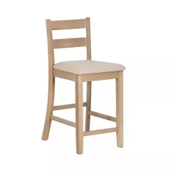 Rustic Graywash Wood Upholstered Counter Stool