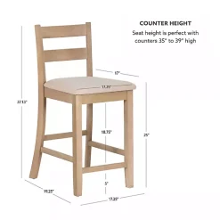 Rustic Graywash Wood Upholstered Counter Stool