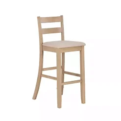 Rustic Graywash Wood Upholstered Bar Stool