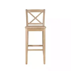 Rustic Graywash Wood X Back Bar Stool