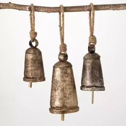 Rustic Metal Bell Ornaments, Set of 3