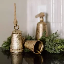Rustic Metal Bell Ornaments, Set of 3