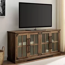 Rustic Oak Window 4-Door TV Stand